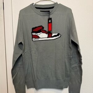 KDNK Pixel Sneaker Graphic Knit Sweater - Sage Green